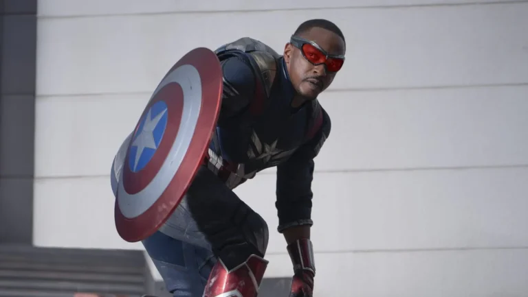 This image released by Disney shows Anthony Mackie in a scene from Marvel Studios' "Captain America: Brave New World."